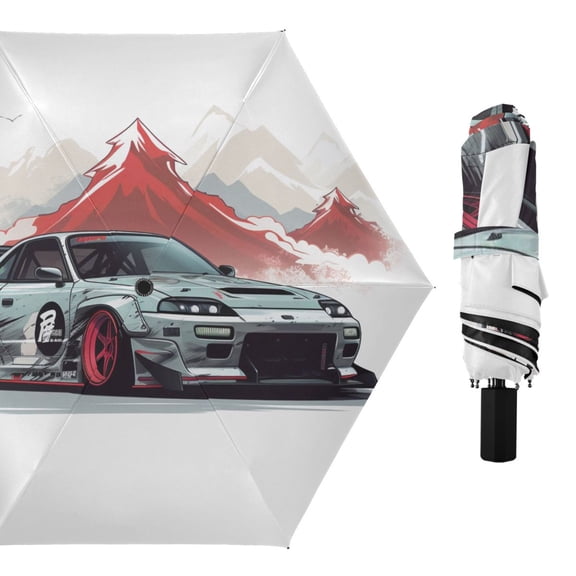 Cool Car and Mount Compact Sun Umbrella Windproof Travel Umbrellas for Rain Strong Portable UV Protection