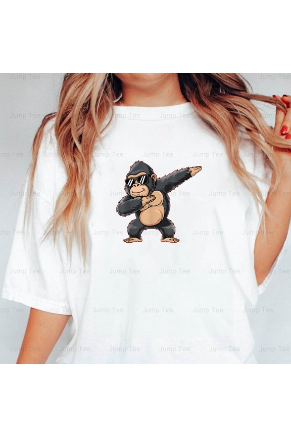 Cool Cartoon Gorilla Dabbing Funny Animals Gift Ape Dab Dance Unisex T-Shirt, up to size 5XL