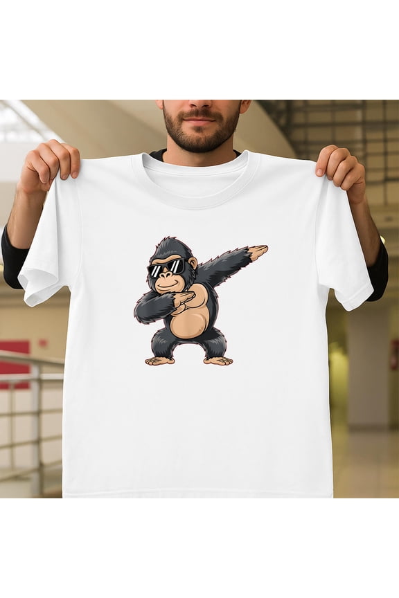 Cool Cartoon Gorilla Dabbing Funny Animals Gift Ape Unisex T-Shirt, Dab Dance V80267, Up to Size 5XL