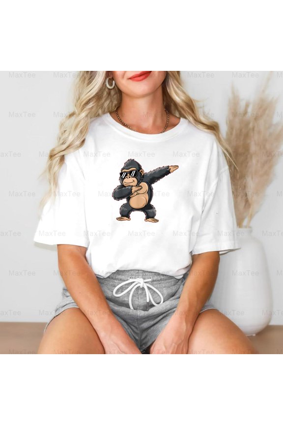 Cool Cartoon Gorilla Dabbing Funny Ape Animal Dab Dance Comfort Color T-Shirt, Up to Size 4XL