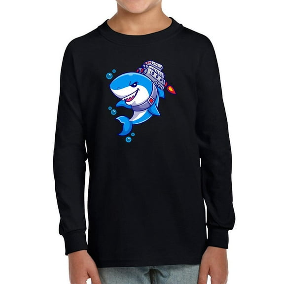 Cool Cartoon Shark W Jetpack Long Sleeve Toddler -Image by Shutterstock,  5 Toddler
