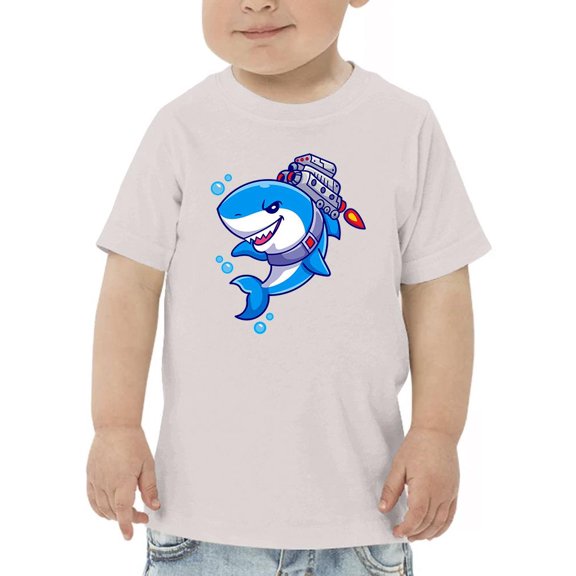 Cool Cartoon Shark W Jetpack T-Shirt Toddler -Image by Shutterstock,  4 Toddler