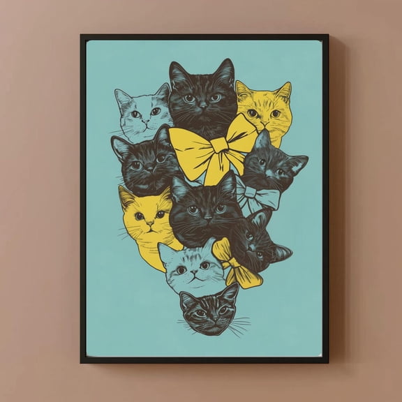 Cool Cat Art Retro Coquette Cats Poster - Quirky Wall Decor & Gift For Cat Lovers, Unique Collage Print Wall Art, Modern Wall Decor, 12x18 UNFRAMED