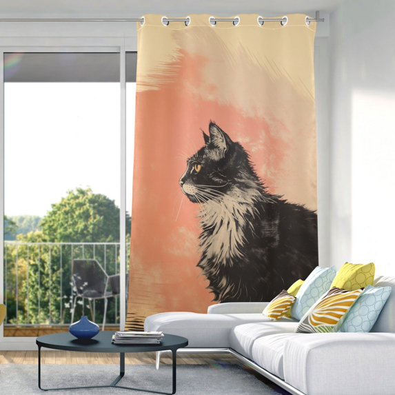 Cool Cat Blackout Curtain Panels Drapes Privacy Assured with Light Filtering Curtains for Living room Bedroom Bathroom Window
