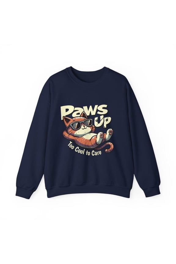 Cool Cat Graphic Sweatshirt | Pawsitive Vibes | Unisex Cozy Crewneck | Perfect Gift for Cat Lovers, Animal Lovers, Birthday, Chill Days
