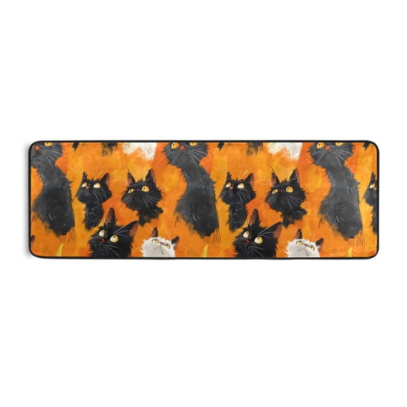 Cool Cat Pattern Runner Rug 24x72 Inch Cushioned Non Slip Soft Absorbent Floor Mat