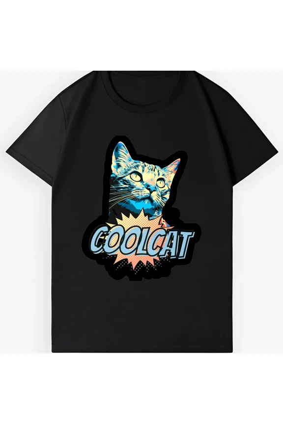 Cool Cat Pop Art Retro Comic Style Graphic Aesthetic Unisex T-Shirt ,up to size 5XL
