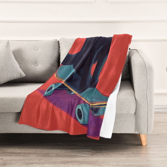 Cool Cat Riding Skateboard Throw Blanket 60" x 90" Soft and Warm Blankets for Couch Sofa and Bed