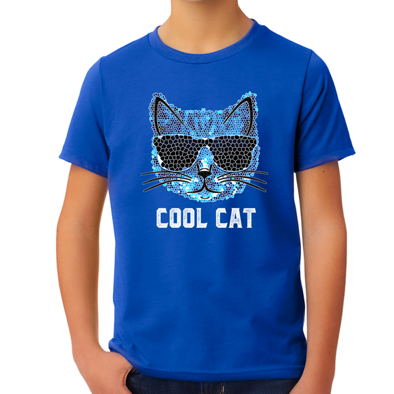 Cool Cat Shirt - Cool Blue Cat Shirts for Boys - Cat Gifts for Boys - Kids Cat Lover Shirts