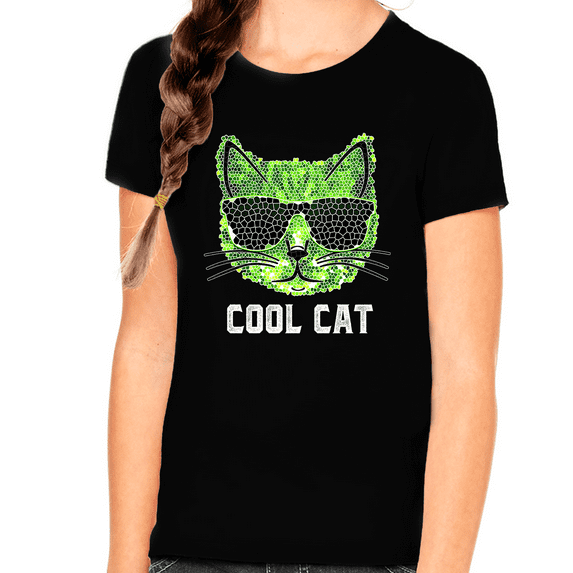 Cool Cat Shirt - Cool Cat Shirts for Girls - Cat Gifts for Girls - Kids Cat Lover Shirts