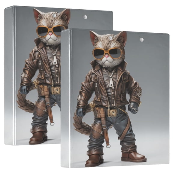 Cool Cat Stand Hardcover 3 Ring Binder 1.5 inch Round Rings with Interior Pockets Binders Organizer Office School 1 Pack