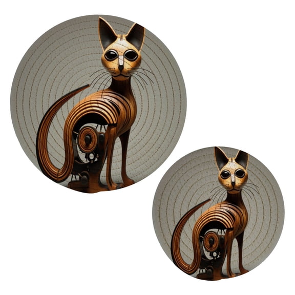 Cool Cat Stand Pot Holders Set Trivets Hot Pads Cotton Mats for Cooking