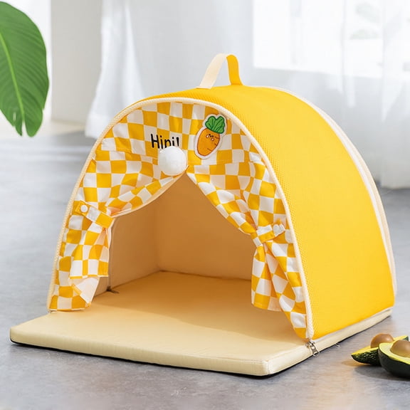 Cool Cat Tent House for Spring & Summer – Ice Silk Mat, Moisture - Proof Bottom, Small Dogs Cave Nest Bed Sleeping Pad S/M