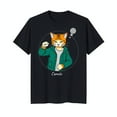 Cool Cat in Green Graphic Black TShirt with Thought Bubble Unique