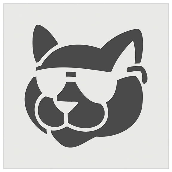 Cool Cat with Sunglasses DIY Cookie Wall Craft Stencil - 3.5 Inch