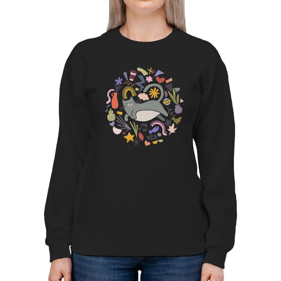 Cool Cats Collection C Sweatshirt Women -June Erica Vess Designs, Female 3X-Large