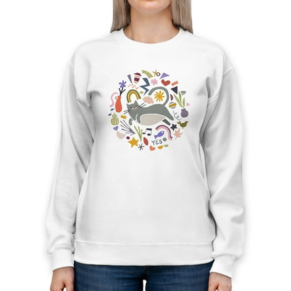 Cool Cats Collection C Sweatshirt Women -June Erica Vess Designs, Female Medium