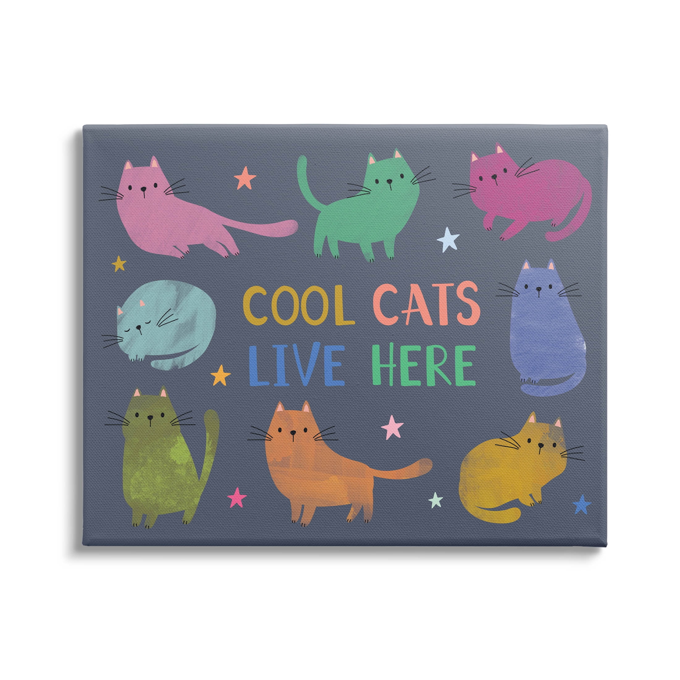 Cool Cats Live Here Phrase Animals & Insects Graphic Art Gallery Wrapped Canvas Print Wall Art