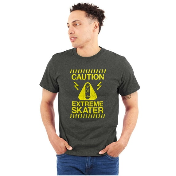 Cool Caution Extreme Skater Sign Men's Graphic T Shirt Tees Brisco Brands S