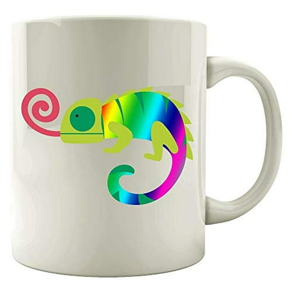 Cool Chameleon 11 oz Coffee Mug - Colorful Lizard Reptile Camouflage Humor White Ceramic Gift