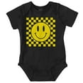 thumbnail image 1 of Cool Checkerboard Happy Face Smile Romper Boys or Girls Infant Baby Brisco Brands NB, 1 of 6