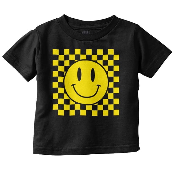 Cool Checkerboard Happy Face Smile Toddler Boy Girl T Shirt Infant Toddler Brisco Brands 12M