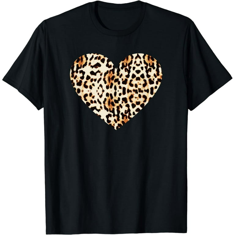 Cool Cheetah Leopard Print Heart T-Shirt Cool Cheetah Leopard Print Heart T-Shirt