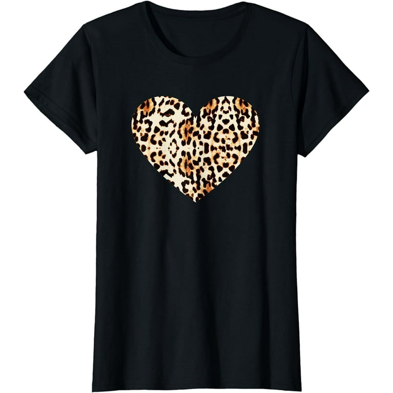 Cool Cheetah Leopard Print Heart T-Shirt Cool Cheetah Leopard Print Heart T-Shirt