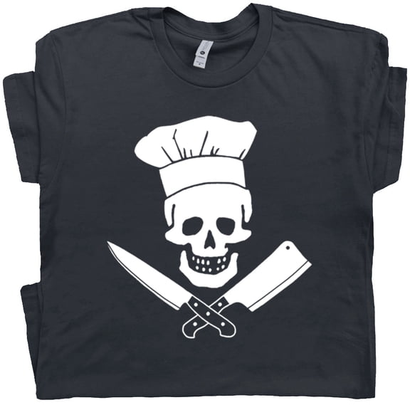 Cool Chef T Shirt Skull and Buther Knife Sous Cooking Theme Tee Funny Mens Womens Grilling Hat Gift For Bbq Chef Grill Master