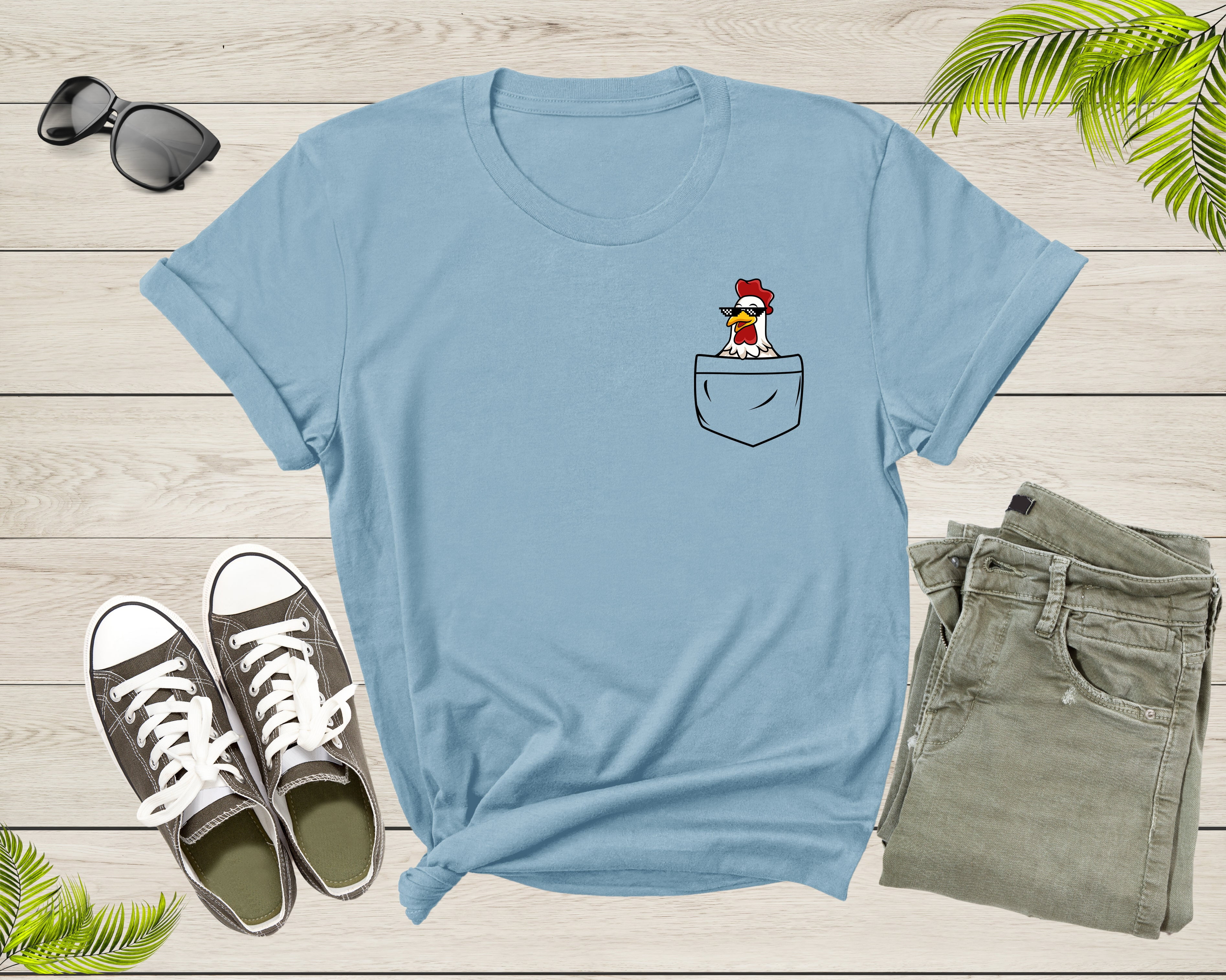 Cool Chicken Hen Rooster in Pocket with Meme Sunglasses T