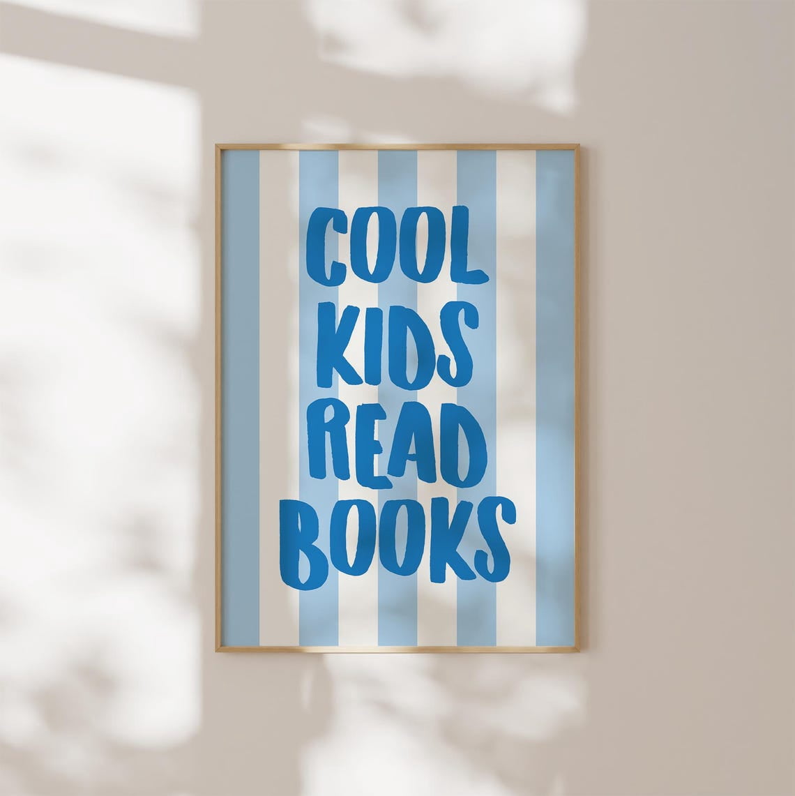 Cool Children Read Books Wall Art Print, Blue Striped Classroom Book ...