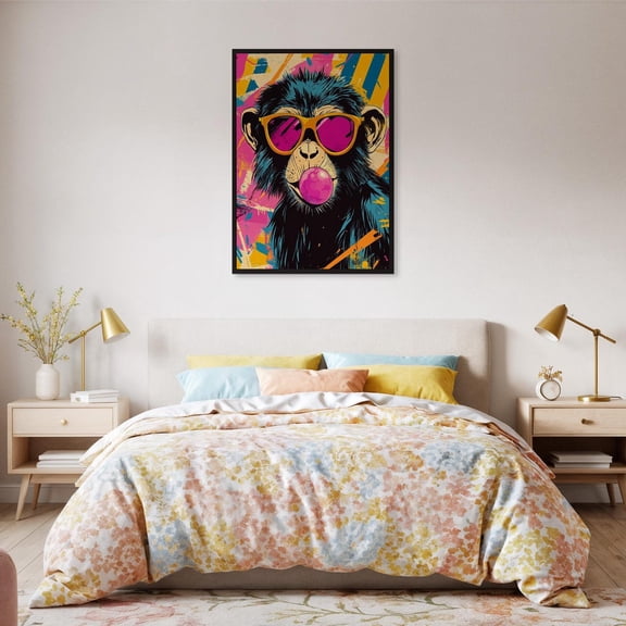 Cool Chimp Pop Art Poster Colorful Monkey With Sunglasses Fun Animal Wall Bold Teens Or Modern Spaces Design1 Poster, Unframed Size 12x18