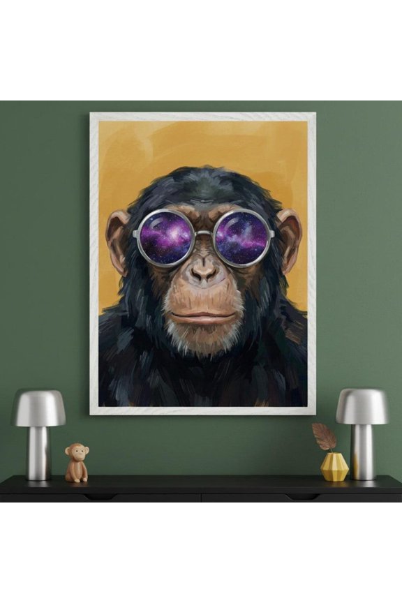 Cool Chimpanzee Sunglasses Ape Cosmic Monkey Modern Wall Decor Unframed Paper Print