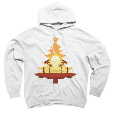 Cool Christmas in July Christmas Tree Sunset White Graphic Pullover Hoodie - Design By Humans  S