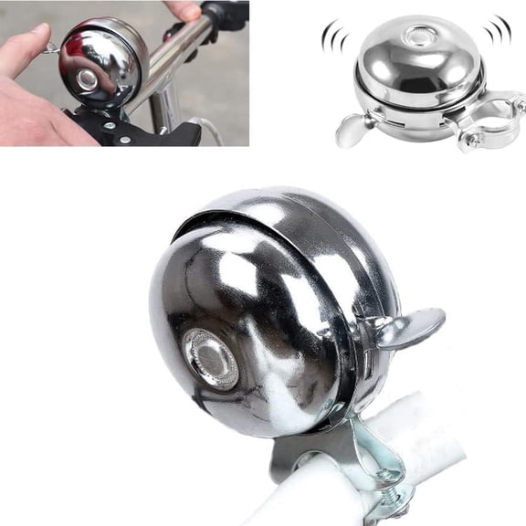 Cool Chrome Rotary Double-Sided Metal Classic Vintage Bike Bell Road Mountain Tricycle Retro Bicycle Handlebar Bell Cycling Loud Ring Accessories Horn Crisp Clear Sound Alarm