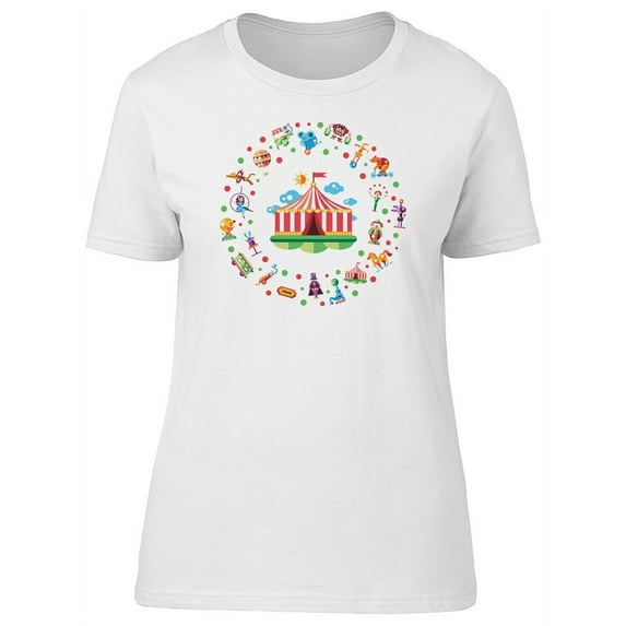 Cool Circus And Carnival Doodles T-Shirt Women -Image by Shutterstock, Female Small