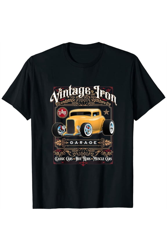 Cool Classic Retro Vintage Iron Thirties Style Hot Rod Car Womens T-Shirt Black L