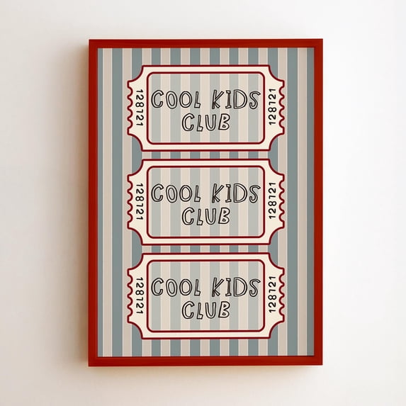 Coll Poster Drawing Cool Club Art Playroom Retro Ticket Nursery Art Fun Typography For ...