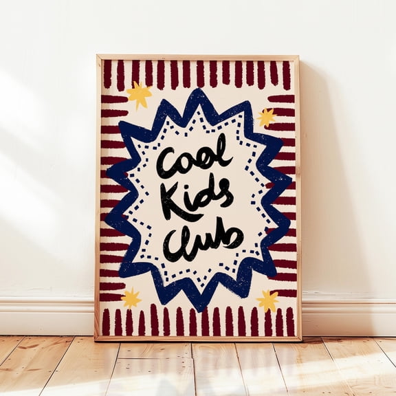 Cool Club Poster Boho Nursery Trendy Playroom Wall Decor Design1 Poster, Unframed Size 8x12