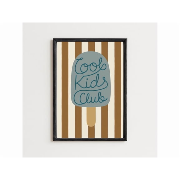 Cool Club Wall Art – Fun Popsicle For Playroom, Nursery, Or Bedroom | Modern Typography Decor Unframed Paper Print