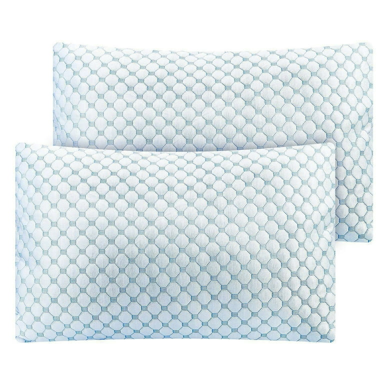 Cool Cold Pillow King Size Cooling Shredded Memory Foam Pillows for Sleeping 2 Pack