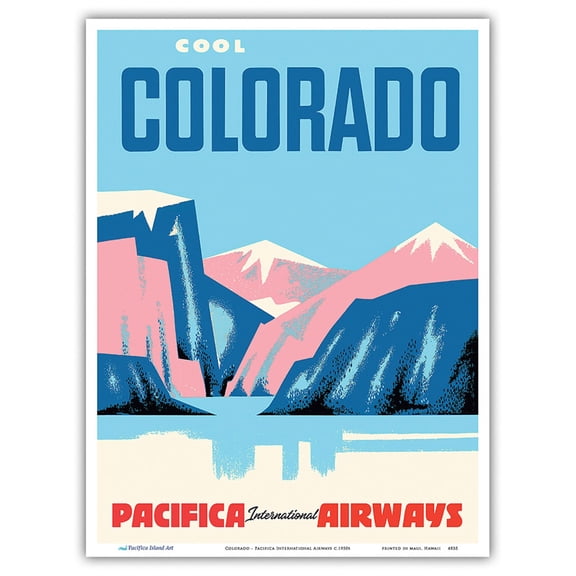 Cool Colorado - Pacifica International Airways - Vintage Airline Travel Poster c.1955 - Master Art Print (Unframed) 9in x 12in