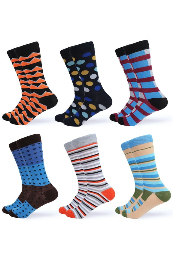 Men's Casual Colorful Dress Socks 6 Pack Color: Rustic colors Size: 13-15