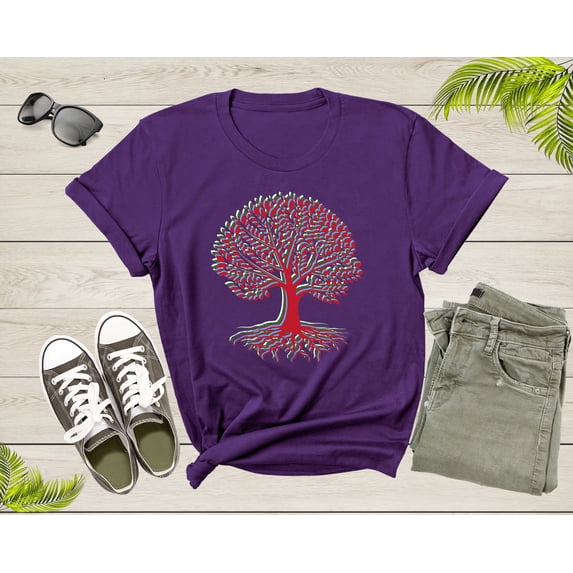 Cool Colorful Multicolor Single Tree Roots Leaves Nature T-Shirt Graphic Design Tree Lover Gift for Men Women Boys Girls Teens Tshirt