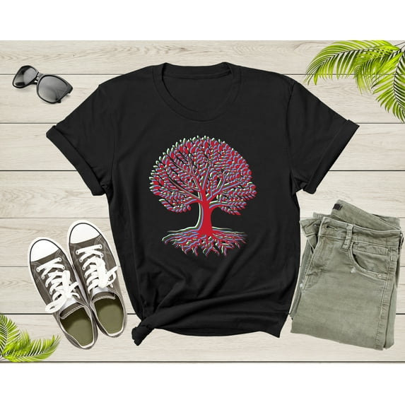 Cool Colorful Multicolor Single Tree Roots Leaves Nature T-Shirt Graphic Design Tree Lover Gift for Men Women Boys Girls Teens Tshirt