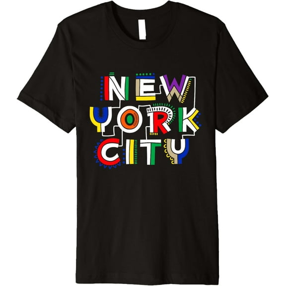 Cool Colorful New York City Graphic Urban Vibes Collection Premium T-Shirt men and women can wear, black, white, gifts