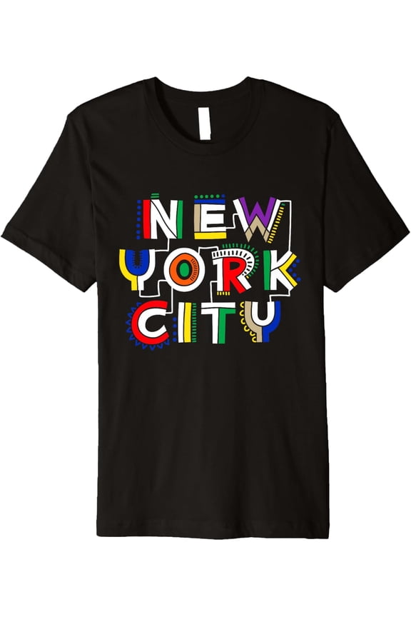 Cool Colorful New York City Graphic Urban Vibes Collection Premium T-Shirt men and women can wear, black, white, gifts