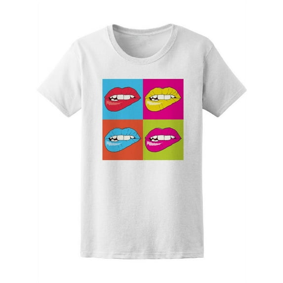 Cool Colorful Pop Art Lips T-Shirt Women -Image by Shutterstock, Female Medium