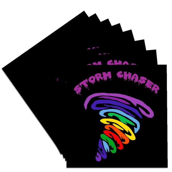 Cool Colorful Tornado Storm Chaser Wind And Nature Cartoon, set of 8 Ceramic Tile Coasters