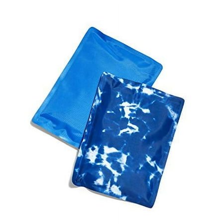 Cool Coolers Reusable Flexible Soft Ice Packs for Lunch Box & Cooler Bag, Blue Tie Dye, 2pk.